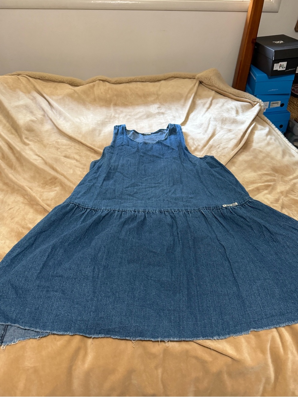 Cherokee Vintage Casual Blue Denim Tank Dress Women’s 14
